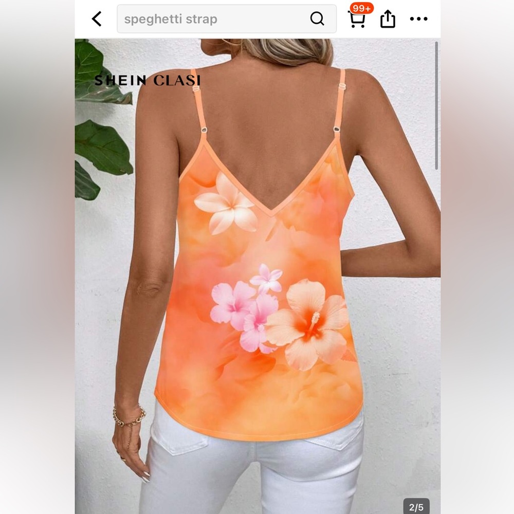 SHEIN Orange and Pink Floral Camisole - Picture 2 of 6